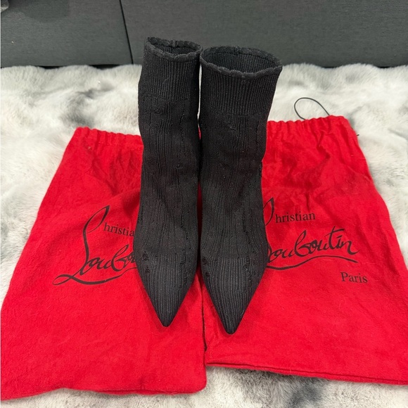 Christian Louboutin Black Heeled Sock Boots - Picture 8 of 8